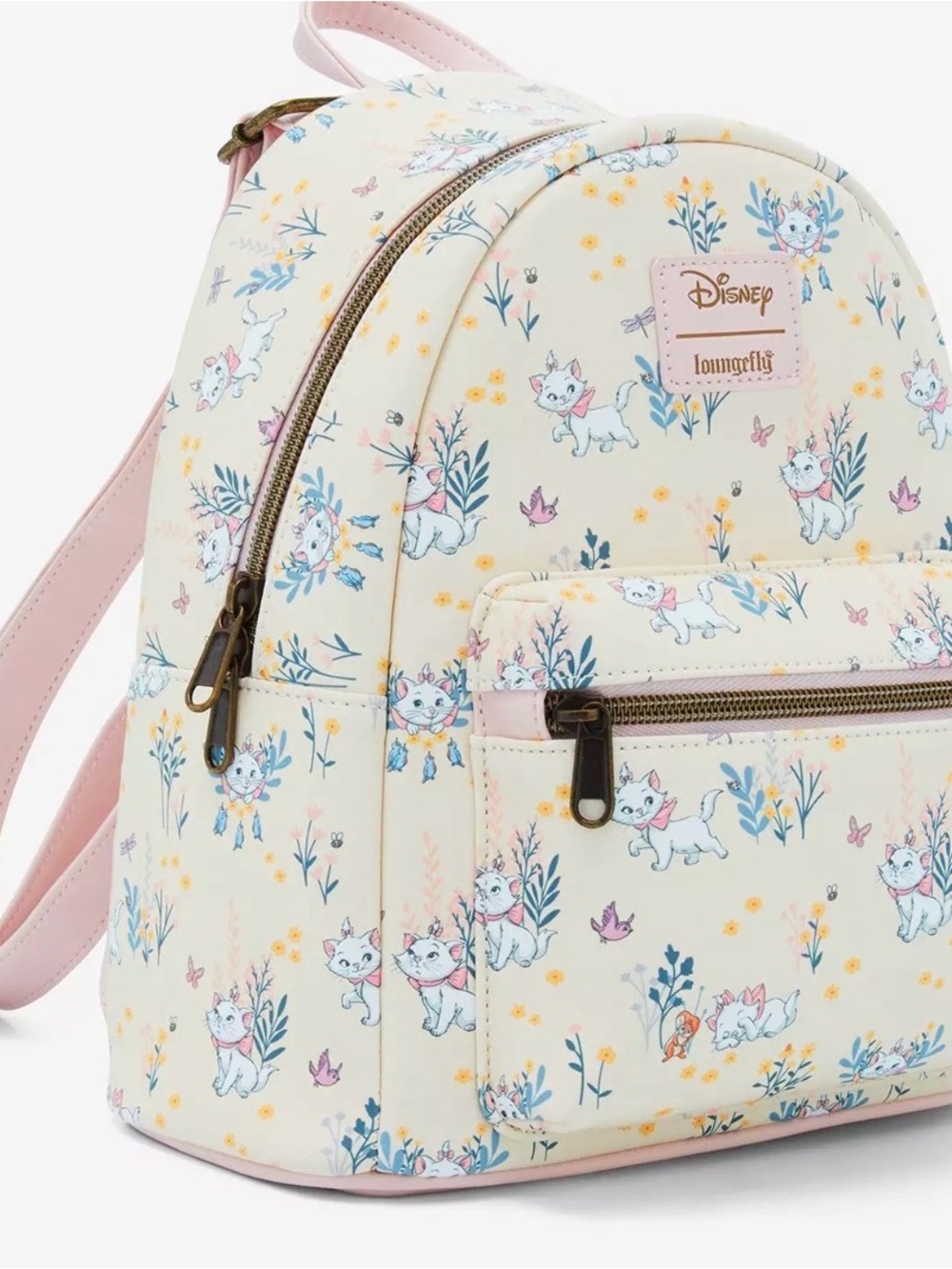 Cream Aristocats Marie Floral Loungefly Backpack - Picture 2 of 3